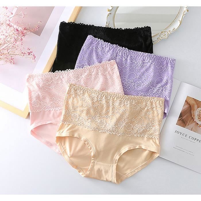 Lot de Culotte Femme Taille Haute Dentelle Slip Élégant Confort et  Douceur Sous-Vêtements Hipster