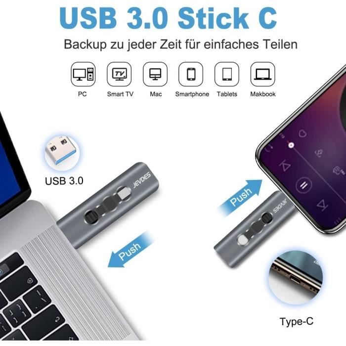 Clé USB C 64 Go 2-en-1 Cle USB 3.0 Type C OTG Clef USB 64GB Pen