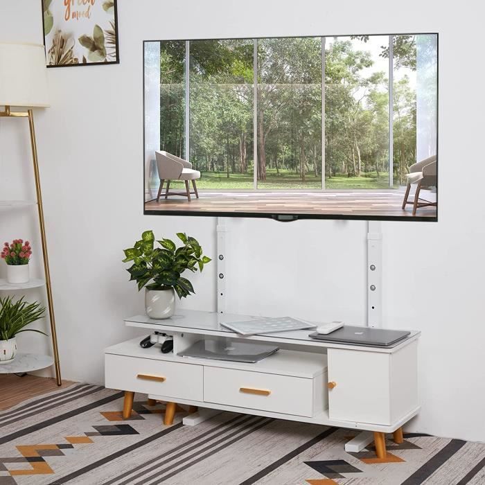 Pied TV Universel Support TV sur Socle pour Télévisions de 32 à 55 Pouces  LCD/LED/Plasma et Hauteur Réglable avec en de Charge Maximal 40kg Max VESA  400x600 mm