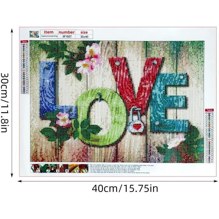 Kit Peinture Diamant Fleur Rose 30x40cm - DIY Complet Avec Strass Ronds - Décoration Murale Salon Chambre