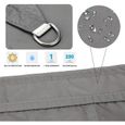 Voile d'ombrage Rectangulaire 3x5M - LITREVE - Gris - Imperméable - Protection UV 95%-2