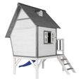 Maison Enfant avec Toboggan AXI Cabin XL en bois gris & blanc-2