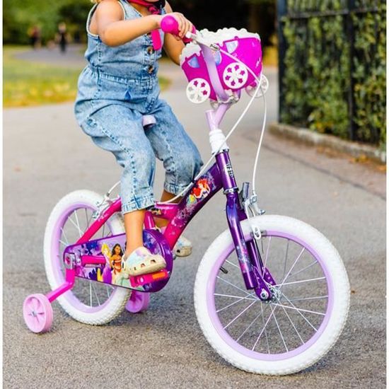 Velo Fille Huffy Disney Princess 16 Rose Velo de ville loisir Roues laterales incluses Cdiscount Sport