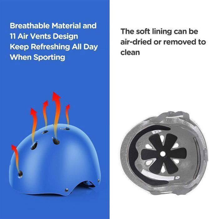 Casque Lixada pour Enfants, Casque Intégral Détachable, Casque de Vélo de Sécurité pour Enfants, Équipement de Protection pour Vélo, Planche à Roulettes, Patinage à Roulettes, Trottinette