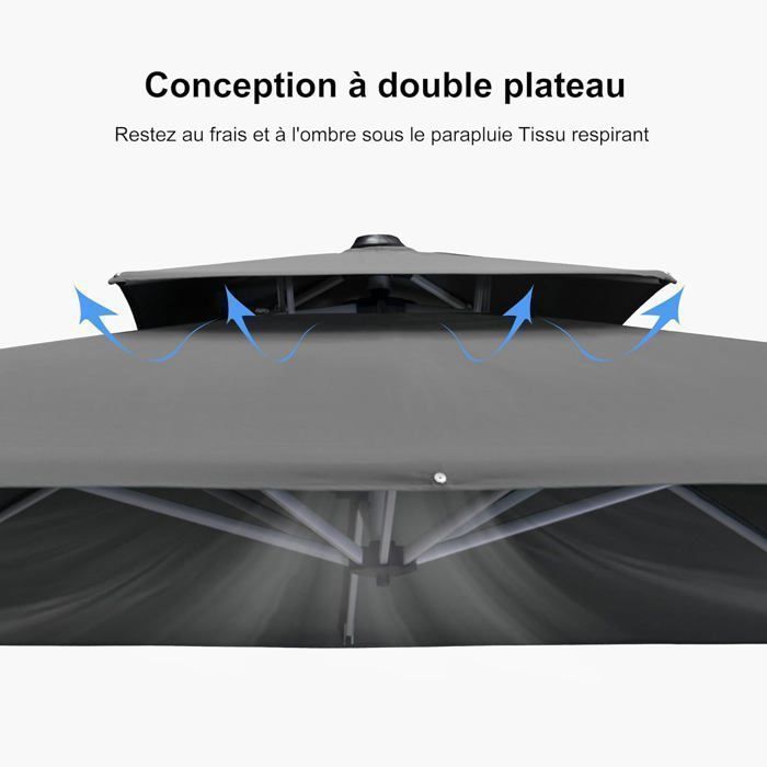 PURPLE LEAF Parasol Déporté 3 x 3 m Carré, Parasol De Jardin Extérieur