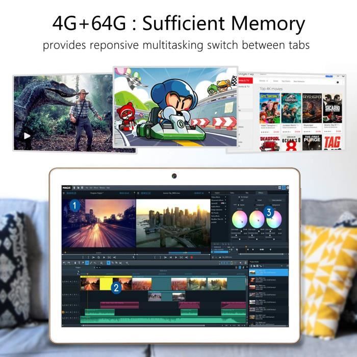 4G LTE Tablette Tactile 10 Pouces Android 9.02