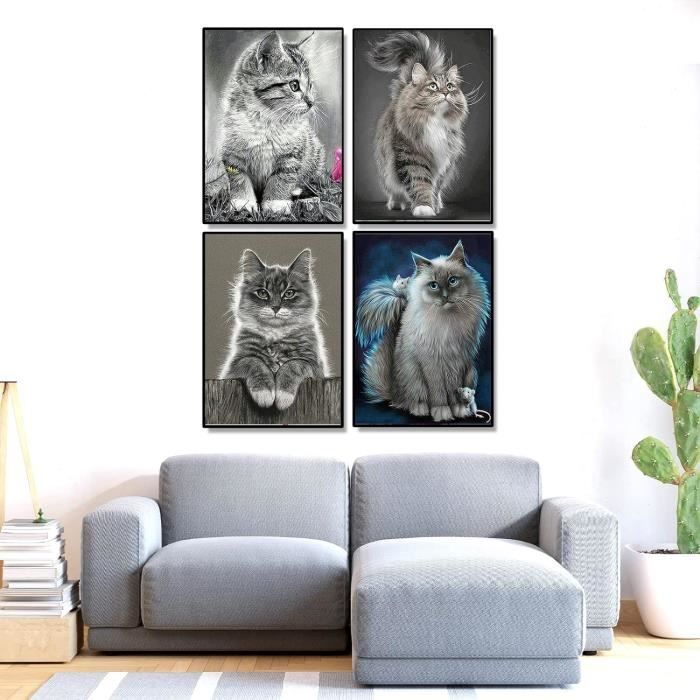 Kit Diamant Peinture Chat Bohème – 5D DIY – Toile 30x40cm – Inclus Diamants Et Outils – Loisir Créatif Anti-stress