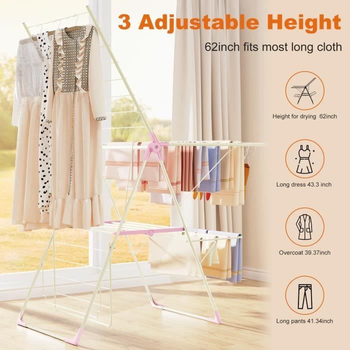 Sèche linge électrique, étendoir pliant d'intérieur chauffant