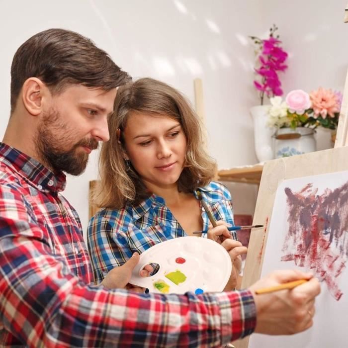 Palette De Peinture Ovale HERLITZ - 10 Compartiments - Plastique Résistant - Idéale Pour Artistes Et Débutants