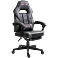 BIGZZIA® Chaise de bureau GAMING fauteuil ergonomique avec coussins, siège style racing racer gamer chair, gris&noir-3