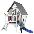 Maison Enfant avec Toboggan AXI Cabin XL en bois gris & blanc-3