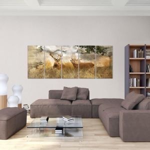 Tableau Décoratif Nature XXL 120x40cm - Abstraction Fleurs Orchidées Diamants Brun - Impression Haute Qualité Sur Toile