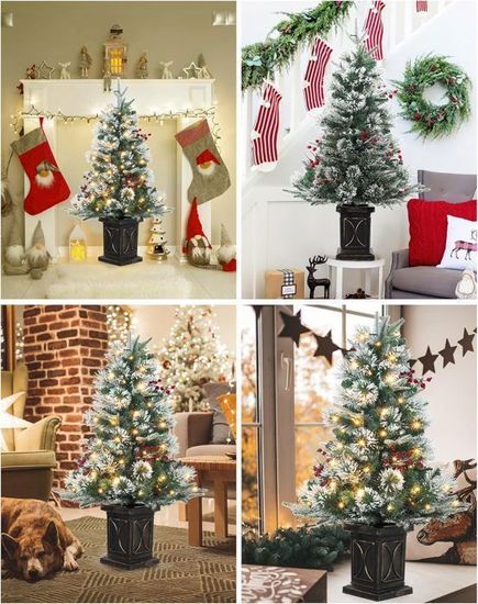 Sapin De Noël Artificiel Enneigé OasisCraft - 90 Cm, Paysage Hivernal, Branches PVC, Base Stable - 12