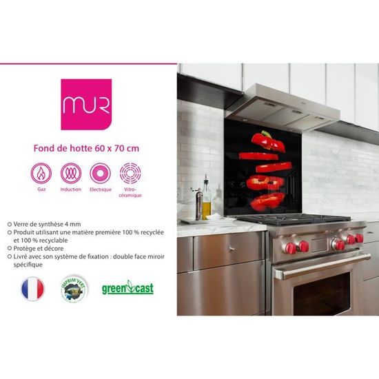 Fond De Hotte Poivron Rouge En Tranches En Verre De Synthese L 60 X H 70 Cm Achat Vente Credence Fond De Hotte Poivron Rouge Cdiscount