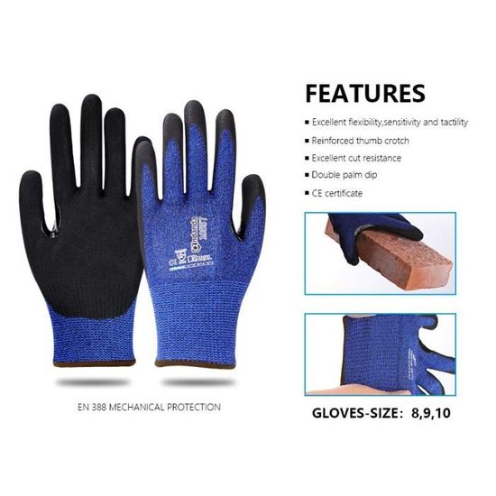 Neuf Gants de Travail Gloves Anti-Coupure Abrasion Sécurité Protection Mode 