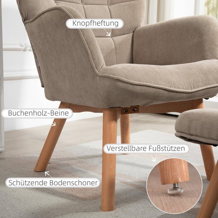 Fauteuil inclinable avec repose-pieds gris foncé tissu | Leroy Merlin