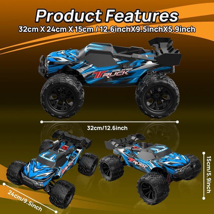 Voiture Télécommandée Amphibie 4DRC Y10 – Camion Monstre 4WD, Acrobaties 360°, 60 Min D’autonomie, étanche – Cadeau Garçon 8-12 Ans
