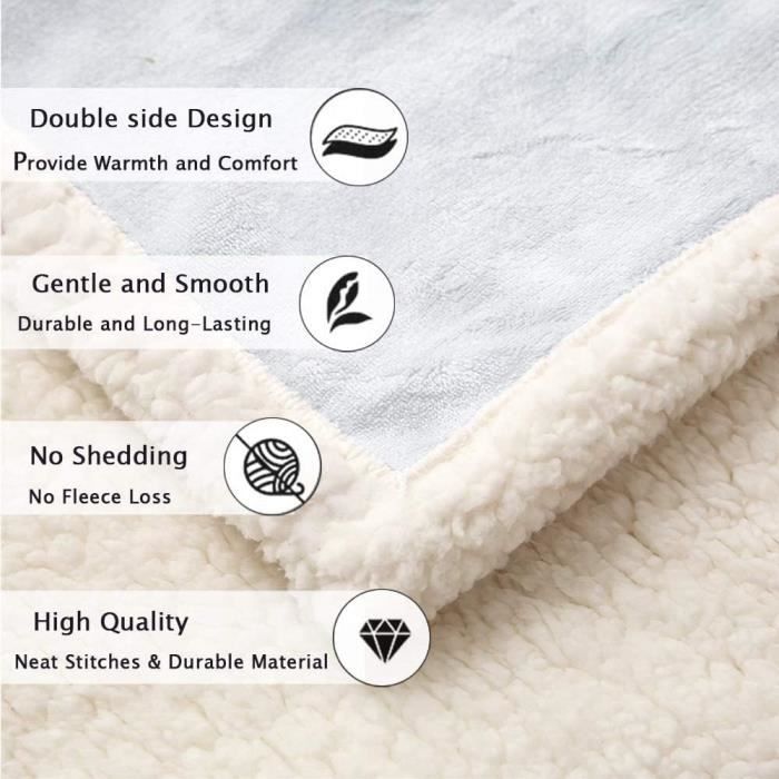 Couverture Polaire Motocross Sherpa Réversible - Motif Velours Cristal, Taille 130x150 Cm Pour Ados, Canapé, Lit, Camping