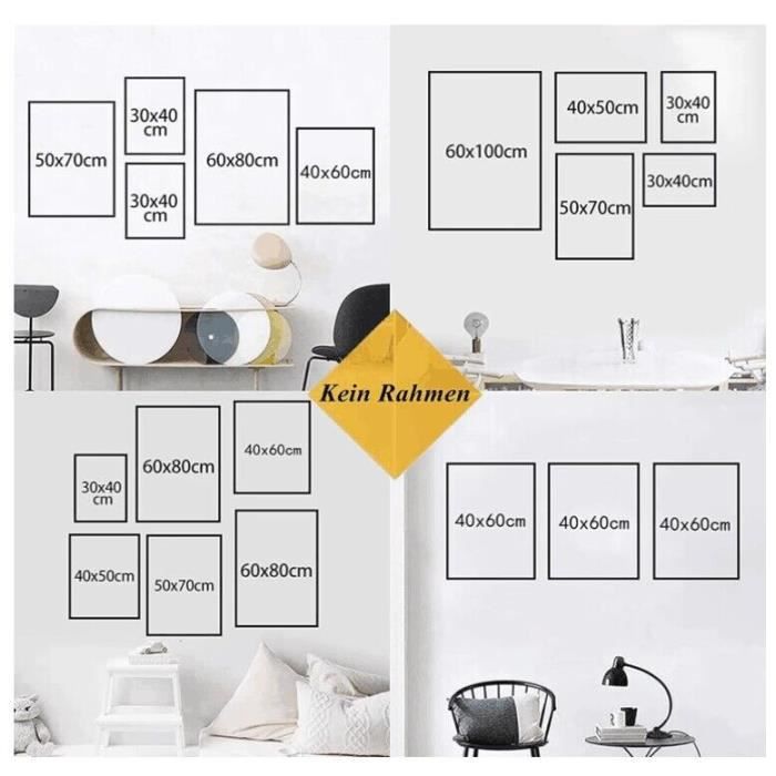 Tableau Mural Lions Famille 5 Parties - Impression Sur Toile Intissée Noir Et Blanc Pour Chambre
