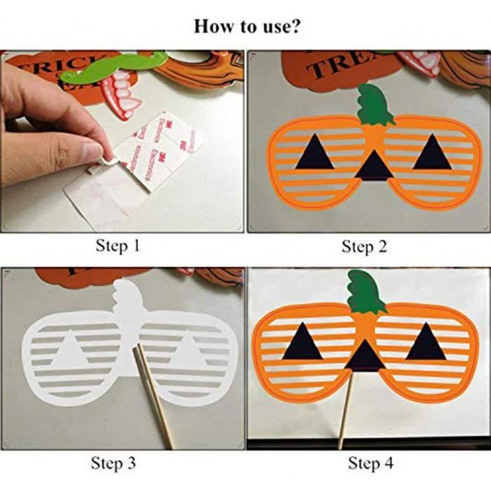 Accessoires Photo Halloween 32 Pièces - Cadre, Décorations Gâteau, Props Photobooth Pour Fête Et Selfie
