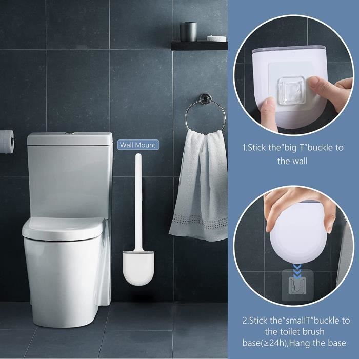 2022 Brosse WC de toilette en Silicone pour le nettoyage des toilettes avec  support, accessoire de