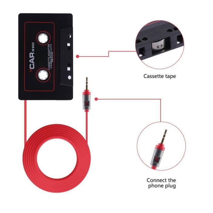 Adaptateur Cassette 3.5mm Jack AUX Voiture Audio lecteur mp3 CD iPhone sur  lecteur de cassettes audio - Cdiscount Informatique