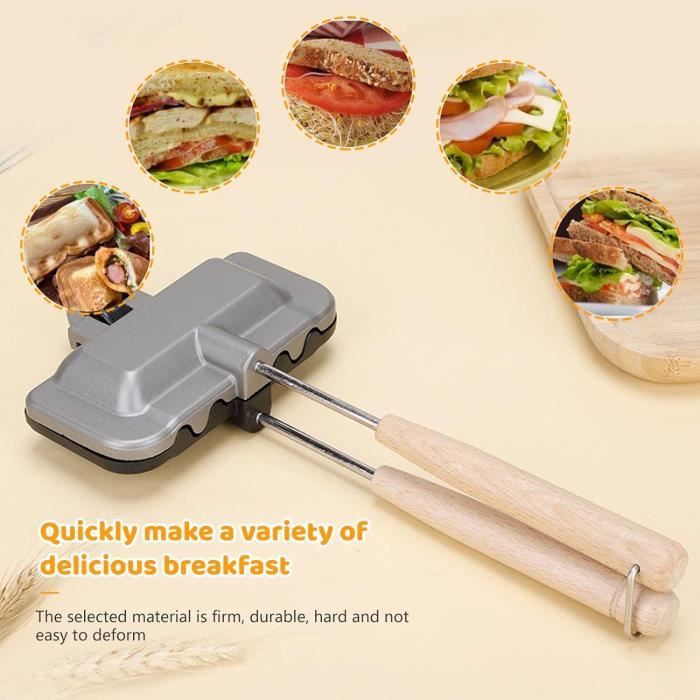 Poêle à Sandwich Double Face Antiadhésive - Machine à Gaufres, Omelettes Et Crêpes Pliable En Aluminium