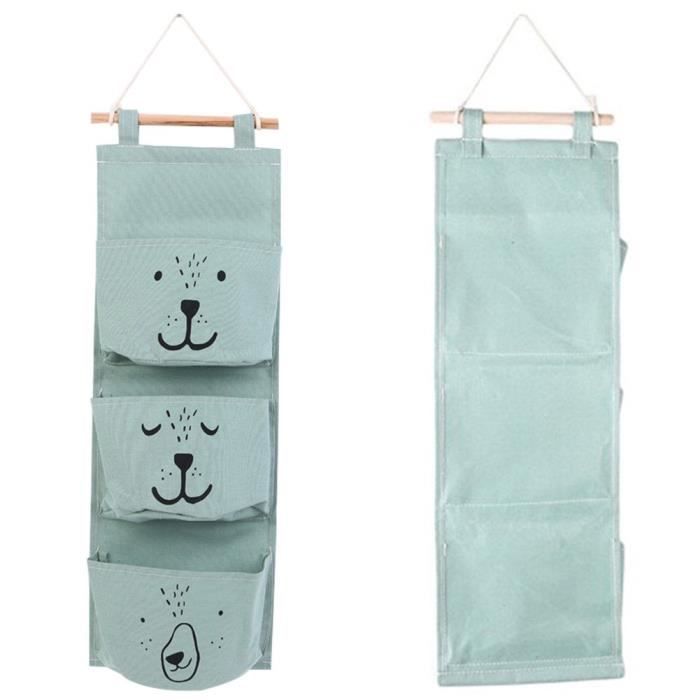 Ieve Tissu Coton Sac Rangement Mural Porte Placard Suspendu Sac Rangement, Suspendu Organisateur Avec Poches, Sac Rangement Pour Enfants Chambre / Porte, Poches Maison Agenda (Girafe