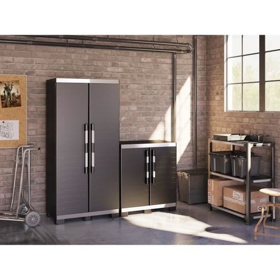 Keter Armoire Basse De Rangement Xl 2 Portes Pieds Sureleves