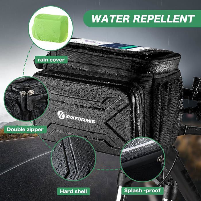 Sacoche Vélo étanche FINEW Sacoche Guidon Vélo FINEW - 6L Étanche, Support Phone, Bandoulière Amovible Support Téléphone Vélo