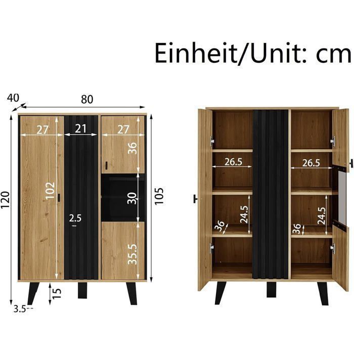 Buffet bas,armoire commode Buffets avec lumières LED,meuble de