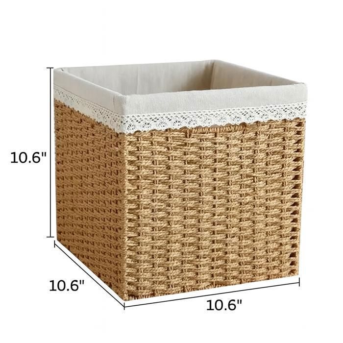 Lot De 3 Paniers Rangement Bambou Naturel Avec Doublure Tissu – Grand, Moyen, Petit – Idéal Armoires, Salle De Bain & Déco Maison