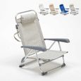 Chaise transat de plage pliante avec accoudoirs mer aluminium Gargano, Couleur: Gris-0