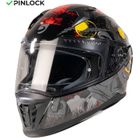 MOTOBLOUZ EROS NEGAN Casque de moto intégral avec visière solaire | Homologué ECE 22.06 | Pinlock Inclus | Black/Grey |