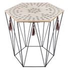 Table d'appoint "Kumi" octogonale - métal & bois - Noir - Atmosphera createur d'interieur