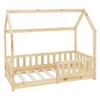 ML-Design Lit d'Enfant Naturel en Bois de Pin Massif 140x70 cm avec Protection Contre les Chutes Toit et Sommier á Lattes