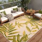 Tapis Extérieur Intérieur TAPISO PATIO Terrasse Vert Jaune Crème Feuilles Résistant Sisal 200x300 cm