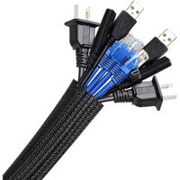 AGPTEK Gaine de Câble 3 Mètre 19-29 mm, Manchon de Câble Souple Ajustable Tissée Flexible pour Bureau - TV - Ordinateur PC, 3 Mètre