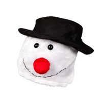 Bonnet de Noël blanc en peluche - WM-88 - Adulte Homme - Yeux et nez en plastique noir et rouge