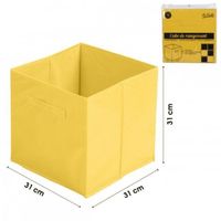 Cube intissé ( lot de 4 ) Boite de Rangement Pliable JAUNE – 31 x 31 cm