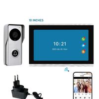 Sonnette vidéo TUYA, Sonnette visuelle 10 pouces WiFi Interphone Système 1080p 140 ° Caméra de porte Monitor tactile complet