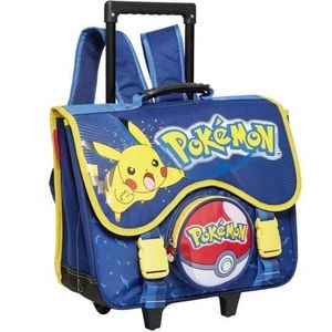 CARTABLE Grand cartable a roulettes pokemon 41 cm pikachu pokeball primaire