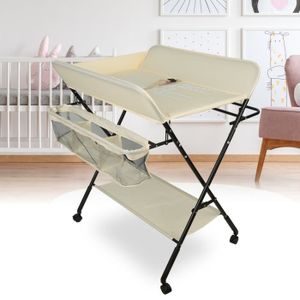 TABLE À LANGER Table à langer pour bébé - PLAN A LANGER - Capacité Beige - Pliable - Portable - Ceinture de sécurité