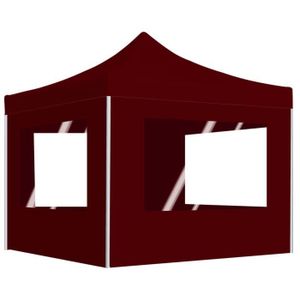 TONNELLE - BARNUM 6715MeubleDéco EXPERT-Tente de réception Tonnelle réception jardin Tente de réception pliable avec parois Aluminium 3x3 m Bordeaux