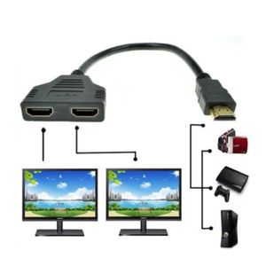 CÂBLE TV - VIDÉO - SON BK 1080P port HDMI mâle à 2 femelle 1 en 2 sortie 
