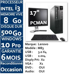 ORDINATEUR TOUT-EN-UN PC complet bureautique Core i3 ram 8 Go HDD 5OO Go
