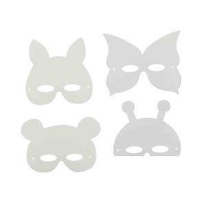 KIT SCRAPBOOKING Masques animaux carton blanc 17 x 22 cm x 12 pcs -