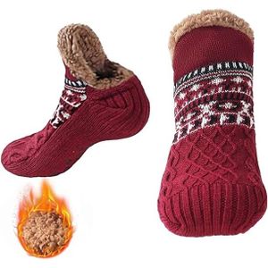 Chaussettes Chaussons D'hiver Antidérapantes - 1 Paire, Polaire Fourrée - Pour Homme Et Femme, Cadeau