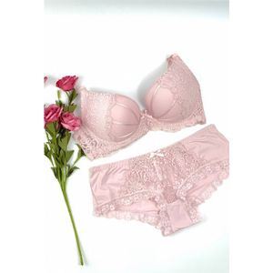 Ensemble Lingerie Grande Taille Soutien-gorge 120E Et Culotte Bleu Fleuri - Balconnet - Neuf Avec étiquettes