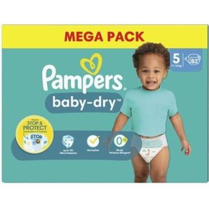 COUCHE PAMPERS Baby-Dry Taille 5 - 82 Couches - 11/16 kg